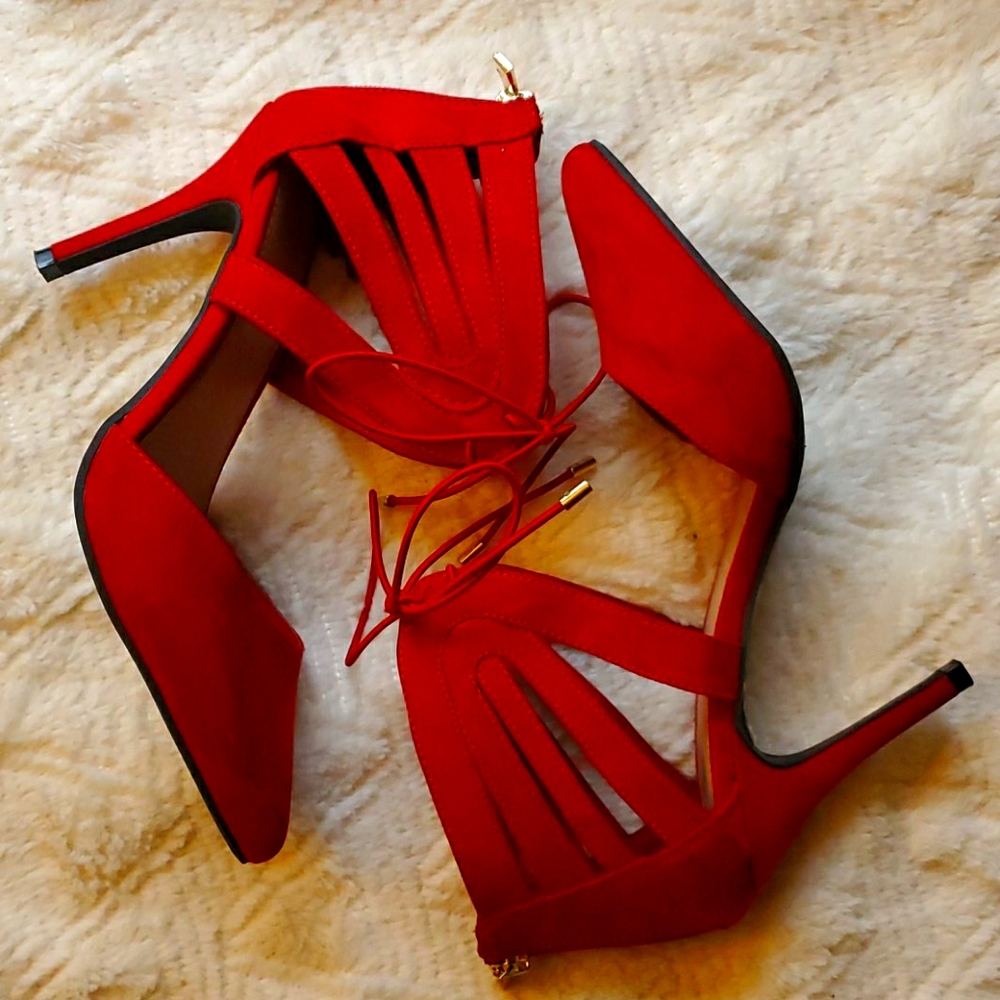 Red Suede Pumps